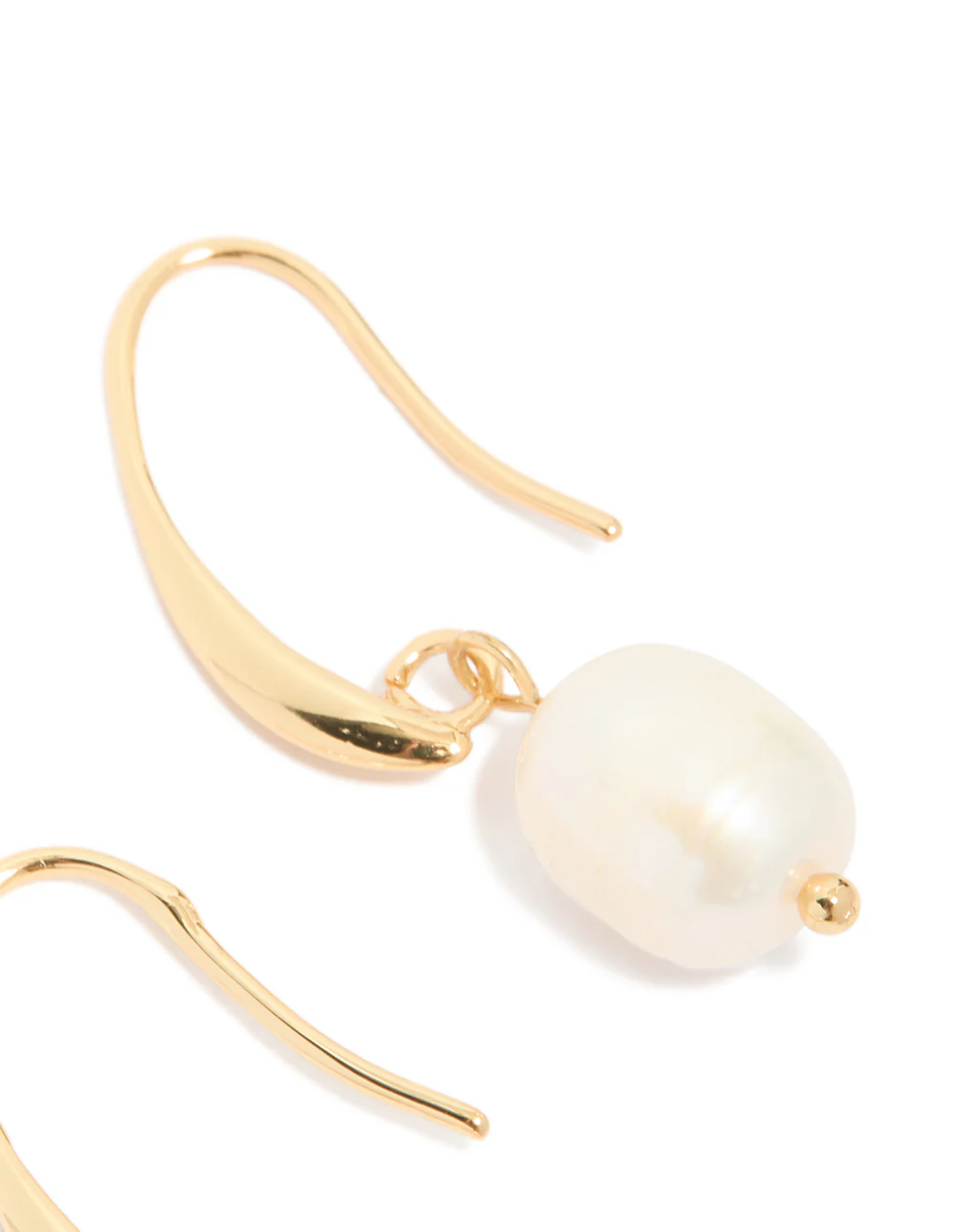 Gold Plated Freshwater Pearl Medium Hook Drop Earrings - Image 4