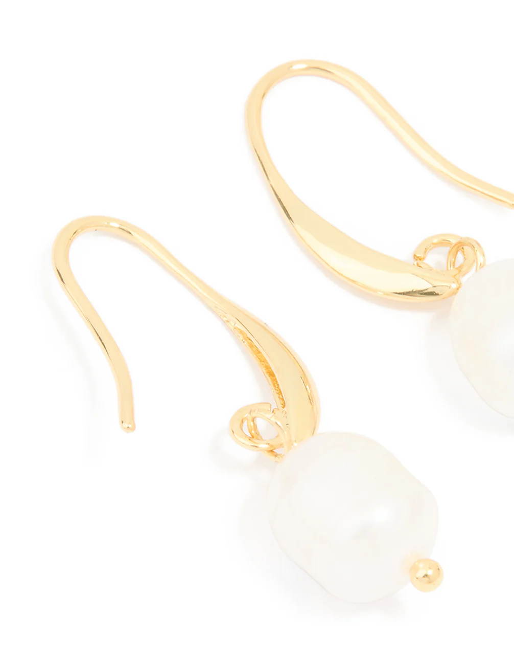 Gold Plated Freshwater Pearl Medium Hook Earrings - Image 2
