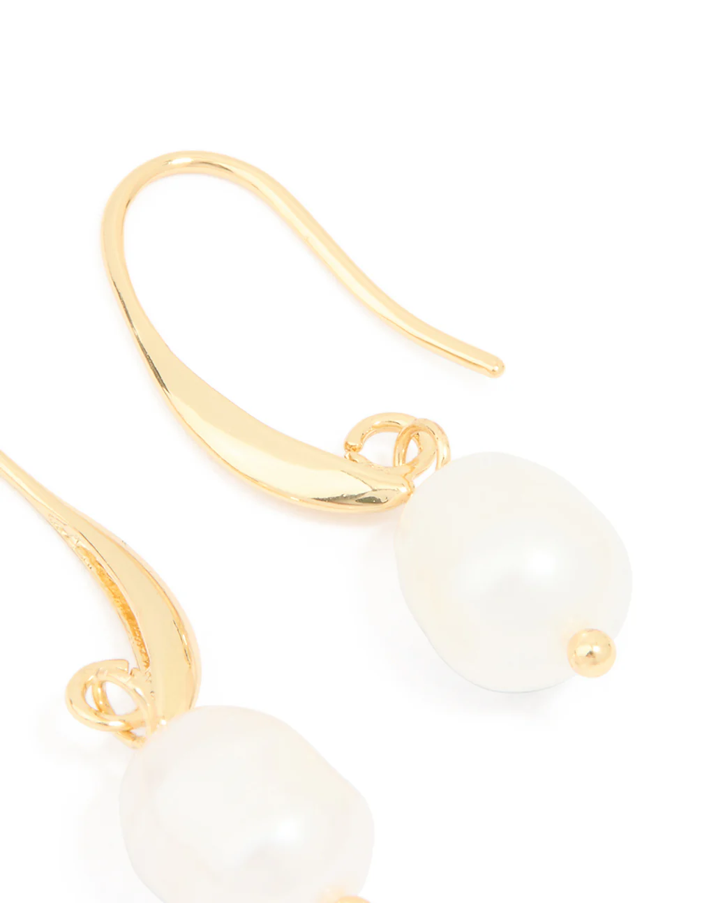 Gold Plated Freshwater Pearl Medium Hook Earrings - Image 3