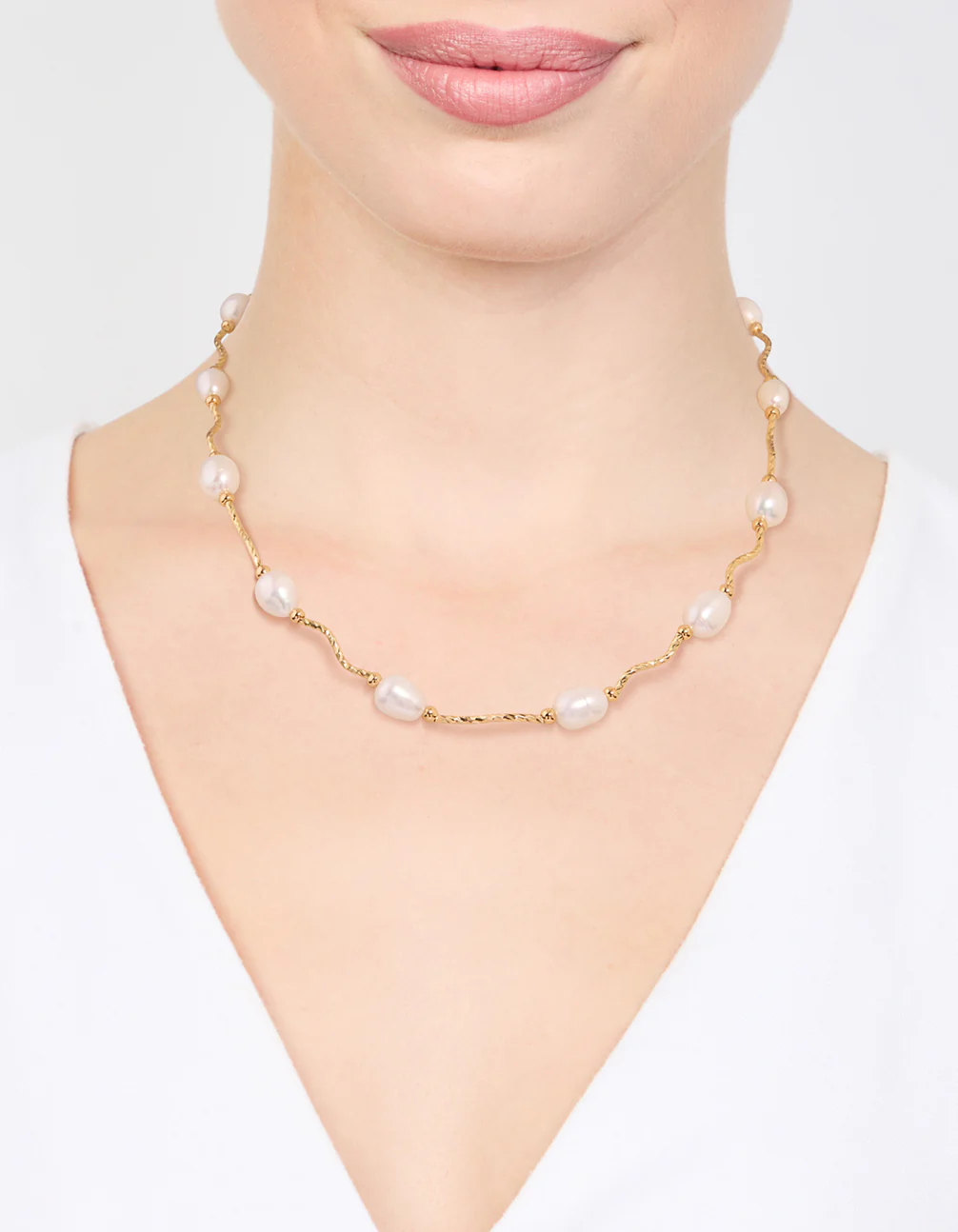 Gold Plated Freshwater Pearl Necklace - Image 2