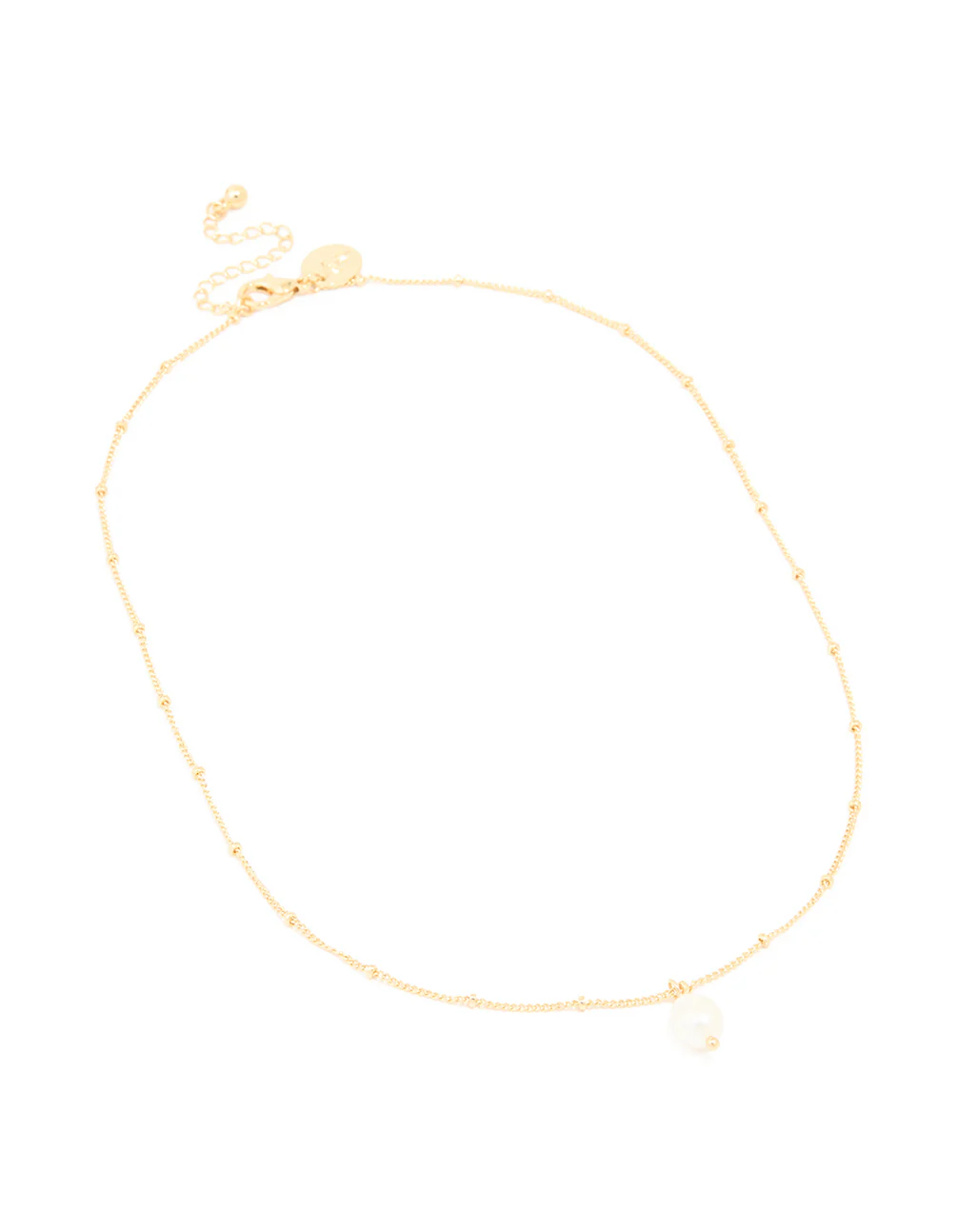 Gold Plated Freshwater Pearl Pendant & Ball Chain Necklace - Image 2