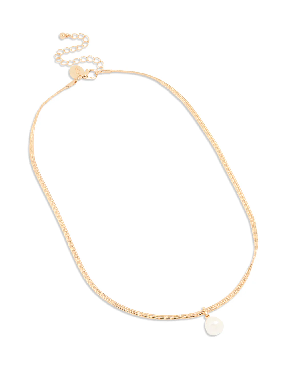 Gold Plated Freshwater Pearl Snake Chain Pendant Necklace - Image 2