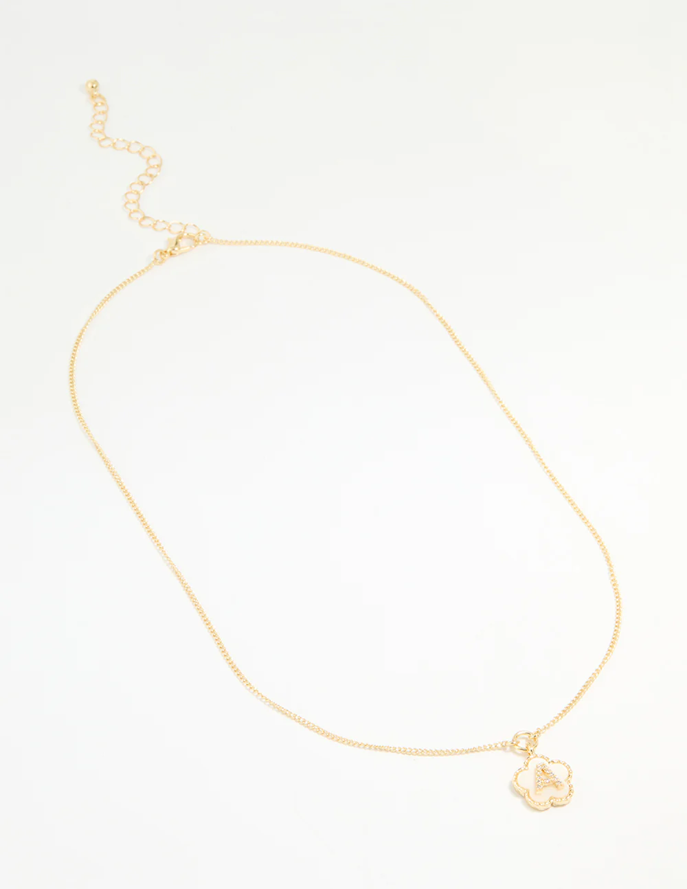 Gold Plated Genuine Shell Letter A Flower Petal Necklace - Image 4