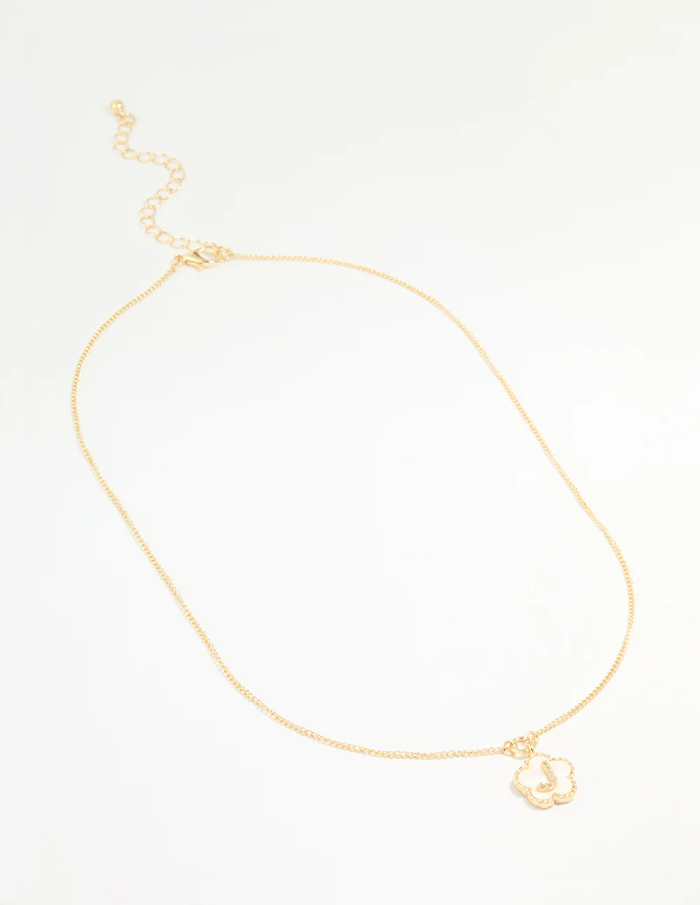 Gold Plated Genuine Shell Letter J Flower Petal Necklace - Image 4