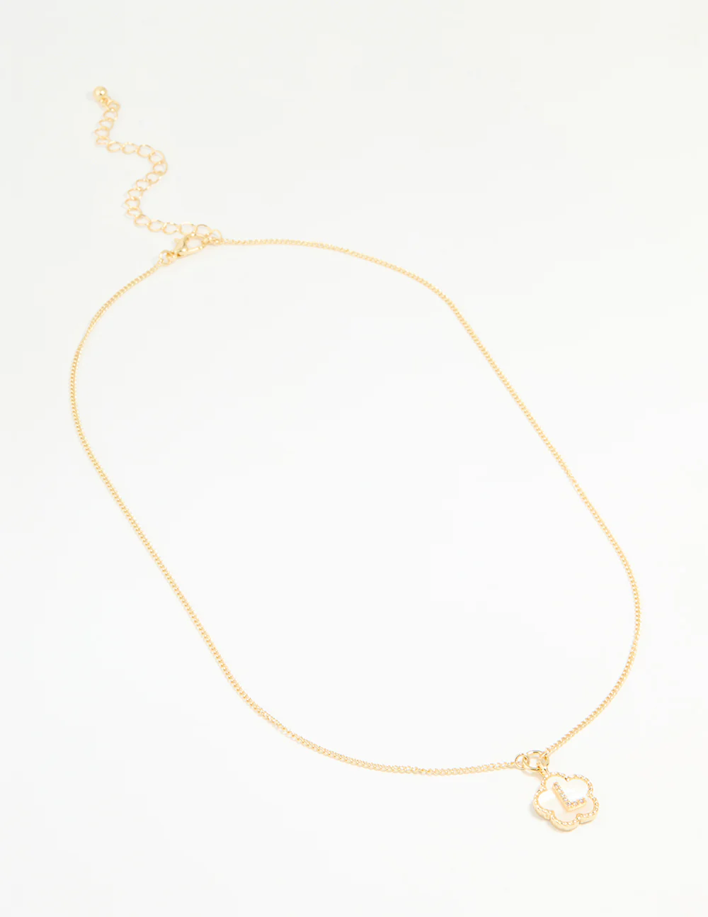 Gold Plated Genuine Shell Letter L Flower Petal Necklace - Image 2