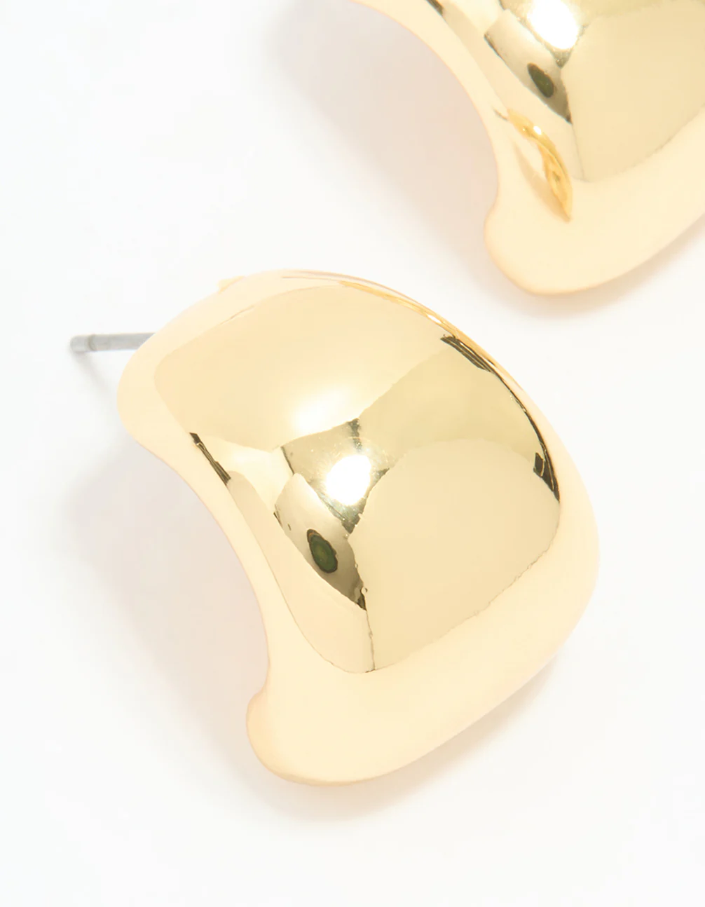 Gold Plated Wide Stud Earrings - Image 2