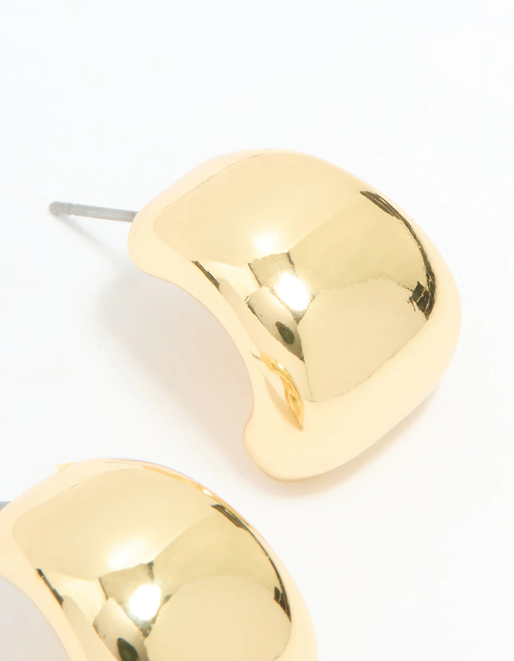 Gold Plated Wide Stud Earrings - Image 3