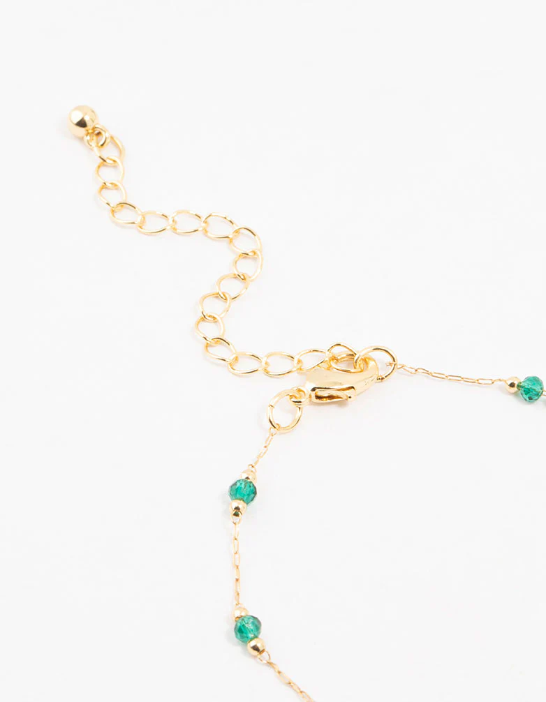 Gold Plated Green Beaded Mary Bracelet - Image 3