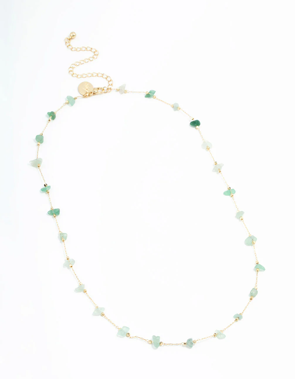 Gold Plated Green Semi-Precious Station Necklace - Image 4