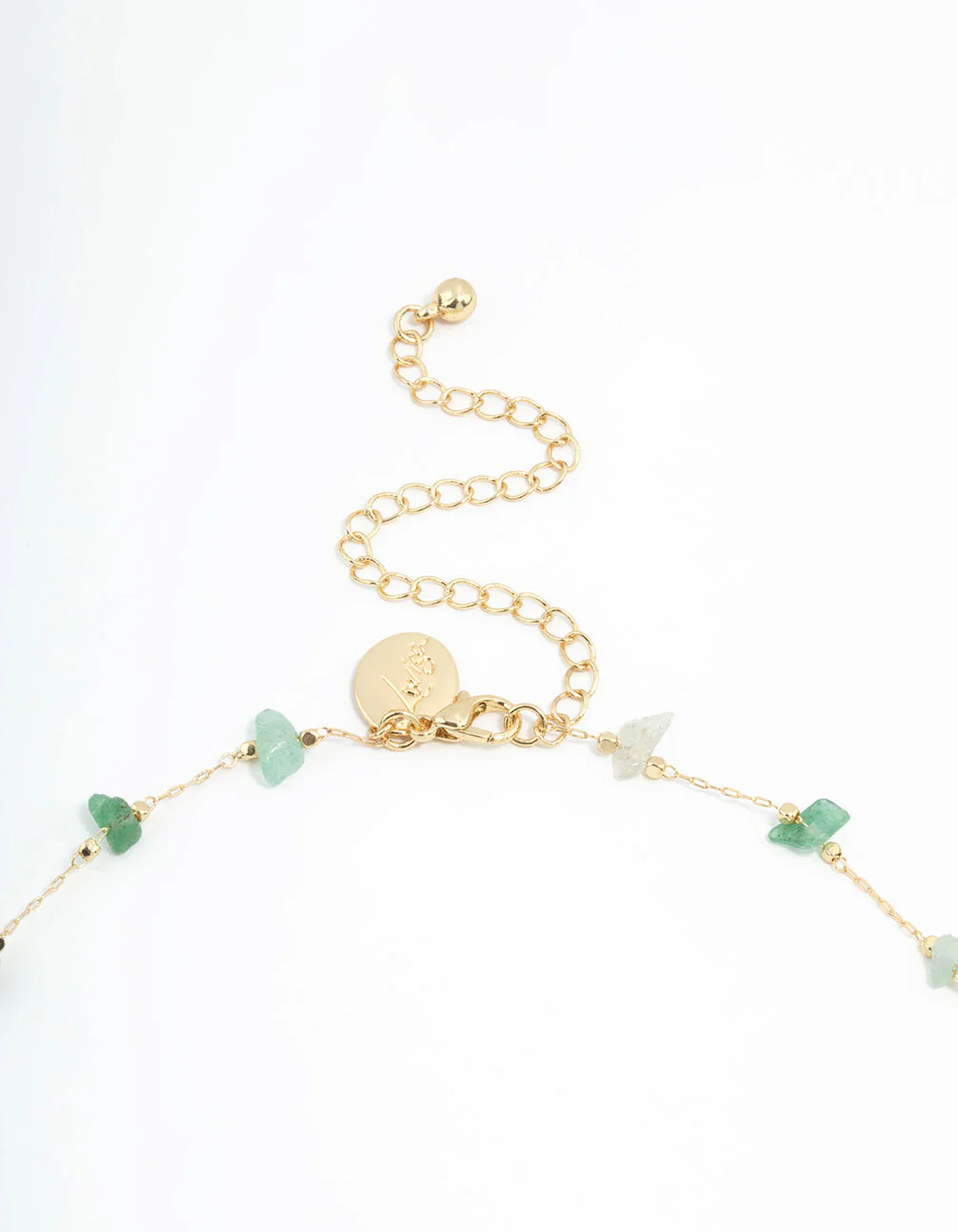 Gold Plated Green Semi-Precious Station Necklace - Image 5