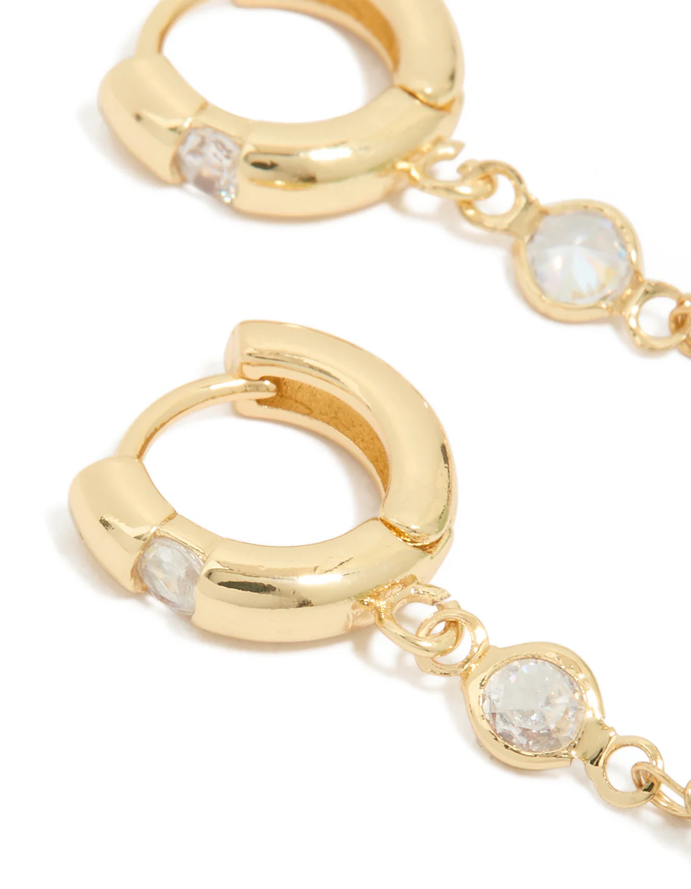 Gold Plated Green Semi Precious Stone Cubic Zirconia Teardrop Earrings - Image 3