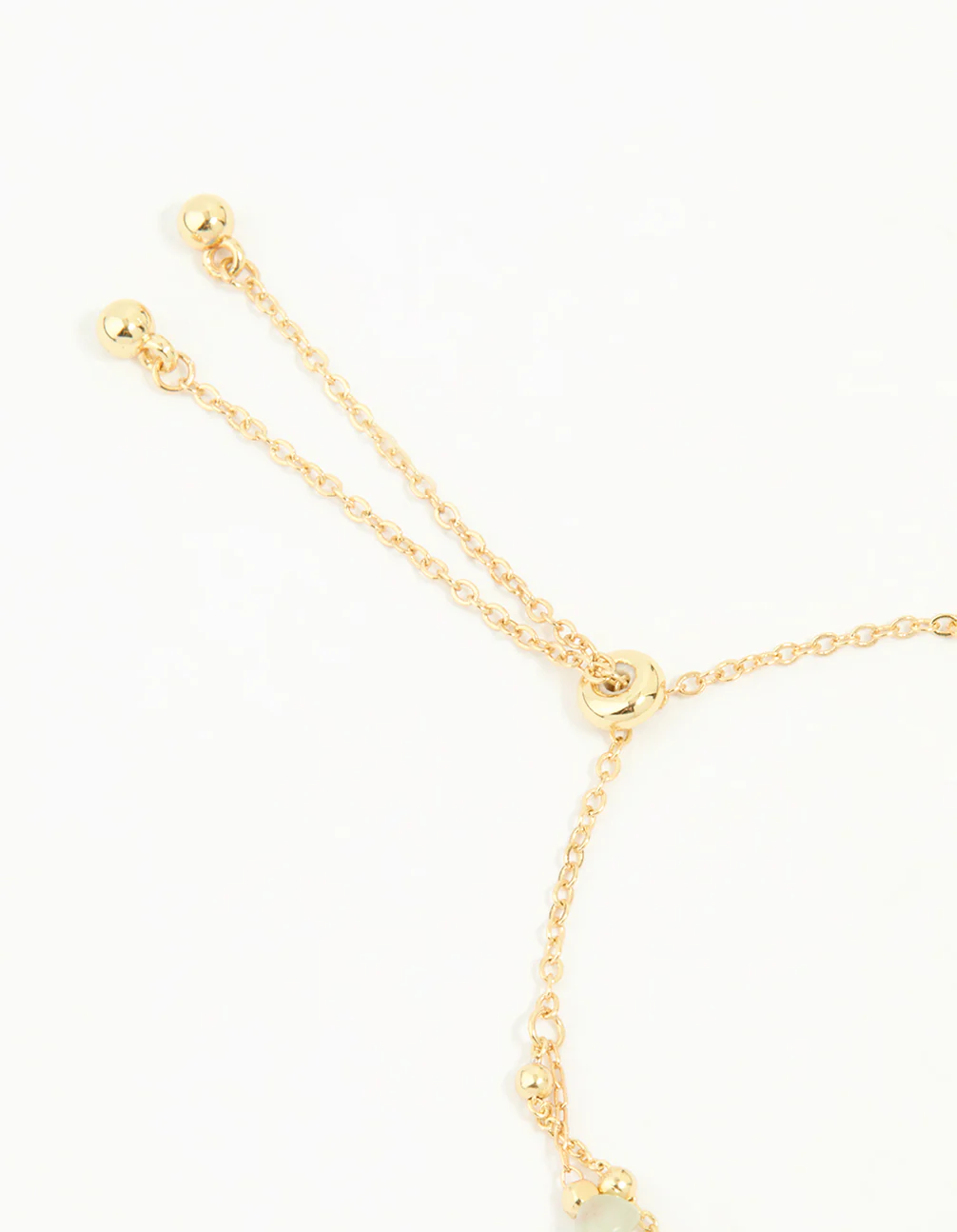 Gold Plated Green Semi Precious Stone Layered Toggle Bracelet - Image 3