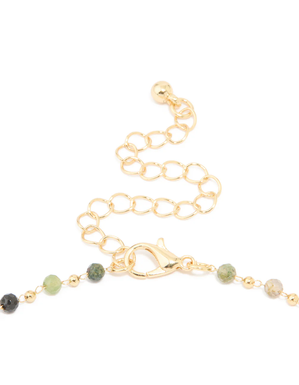 Gold Plated Green Semi Precious Stone & Pearl Necklace - Image 5