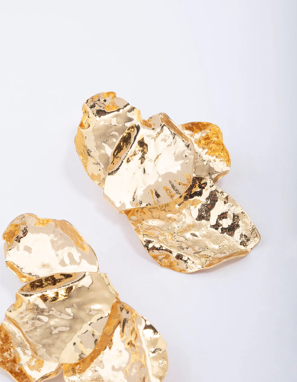 Gold Plated Half Flower Statement Stud Earrings - Image 3