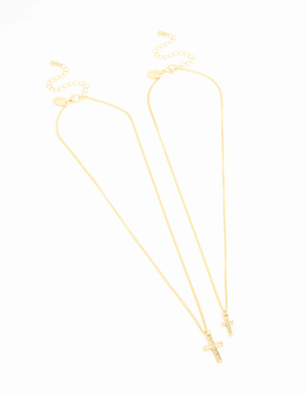 Gold Plated Hammered Cross Necklaces 2-Pack - Image 2