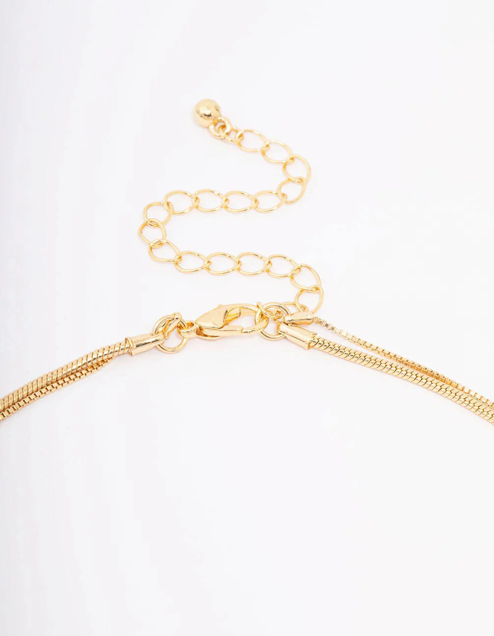 Gold Plated Hammered Rectangular Layered Necklace - Image 3