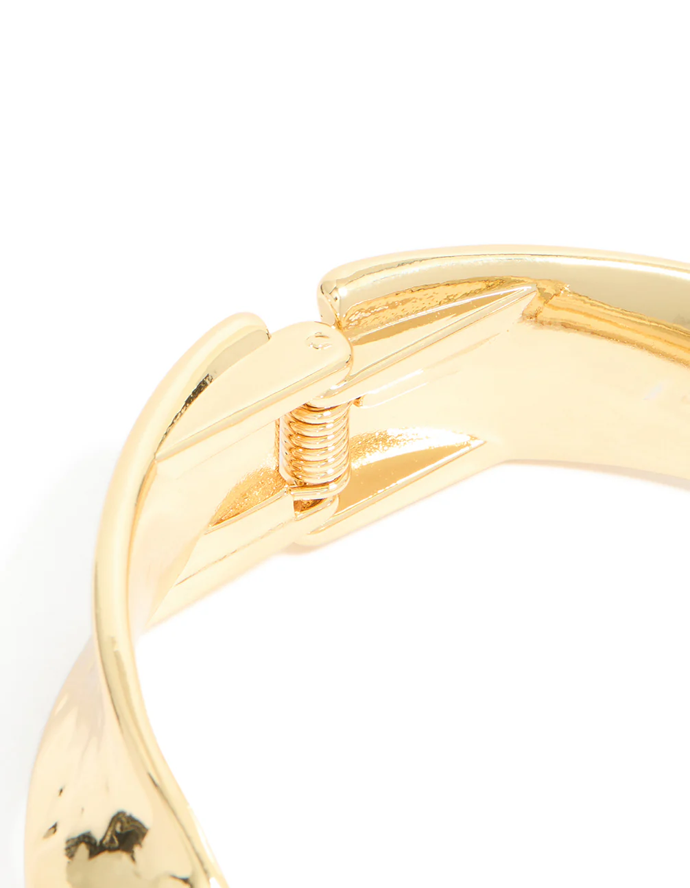 Gold Plated Hammered Twist Hinged Bangle - Image 4