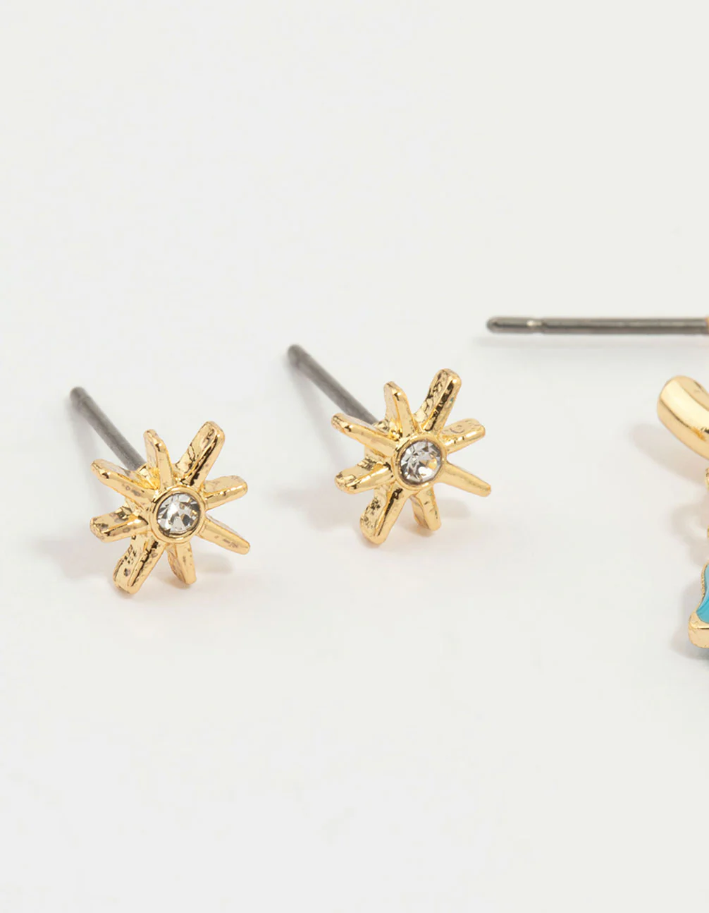 Gold Plated Hamsa Hand & Evil Eye Earrings 3-Pack - Image 2