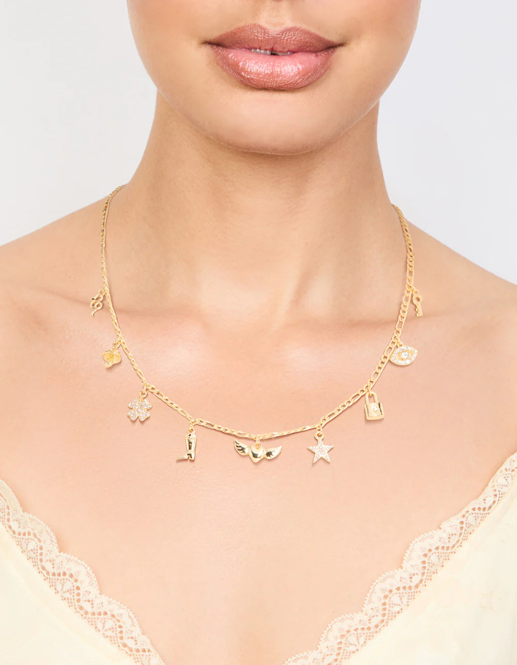 Gold Plated Heart & Boot Charm Necklace - Image 2