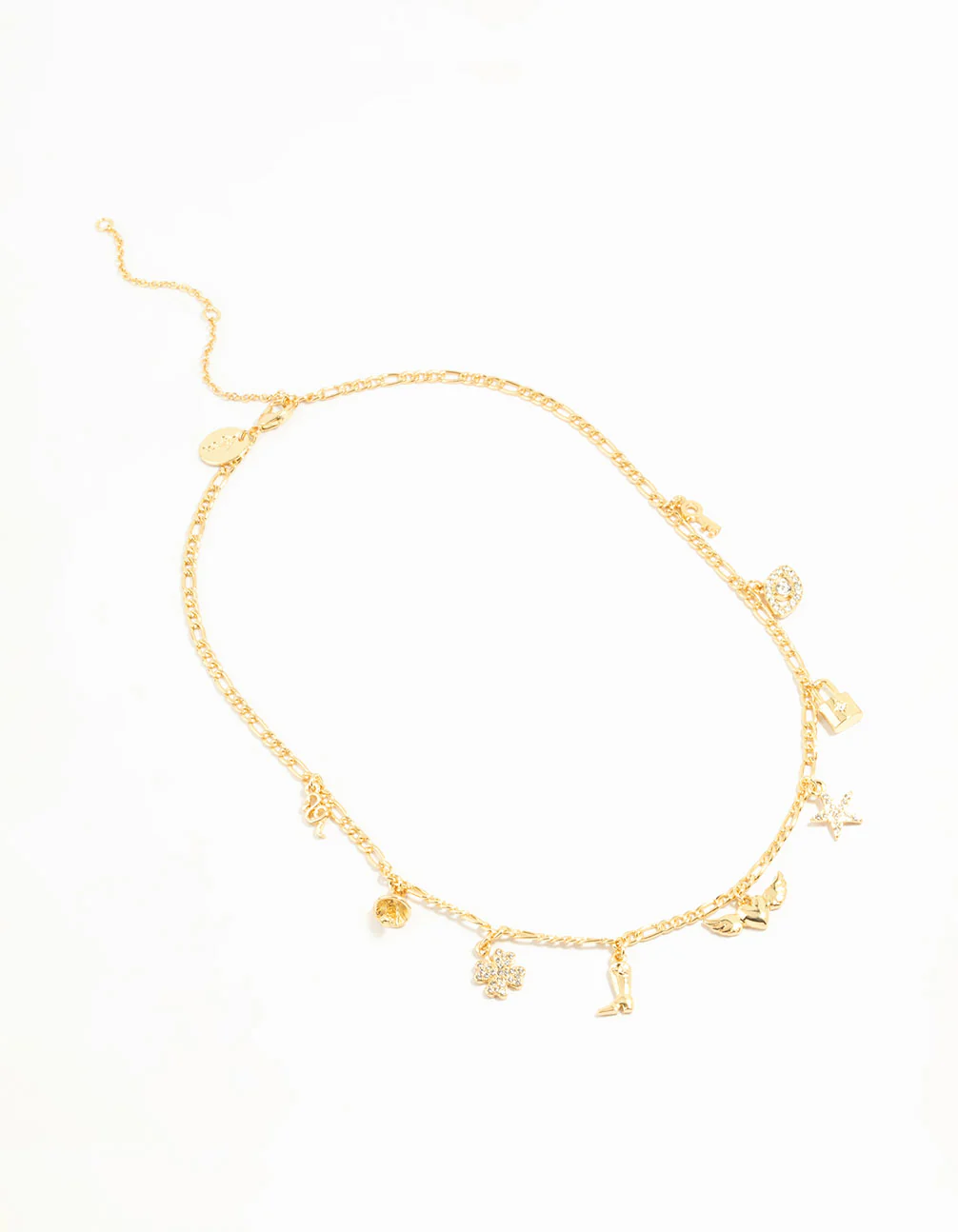 Gold Plated Heart & Boot Charm Necklace - Image 4
