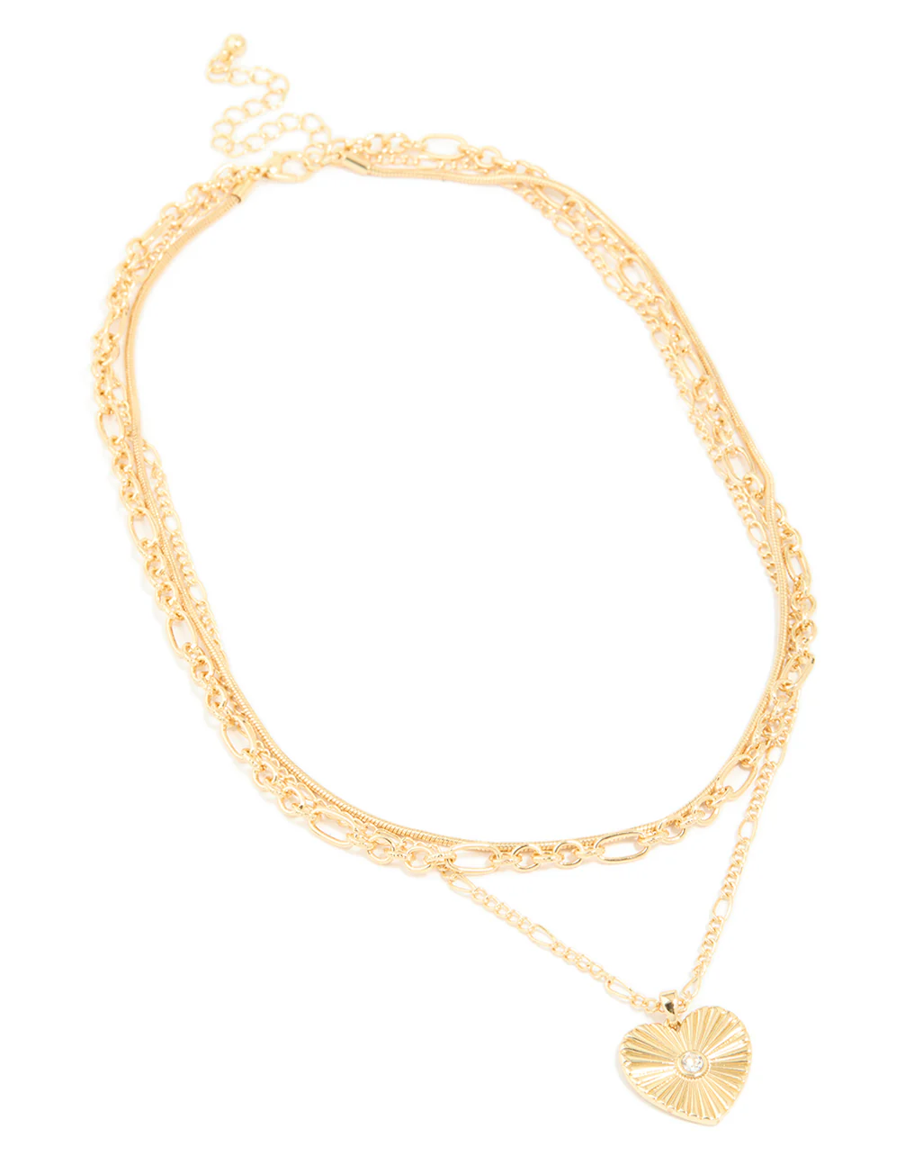 Gold Plated Heart Chain Layered Necklace - Image 2