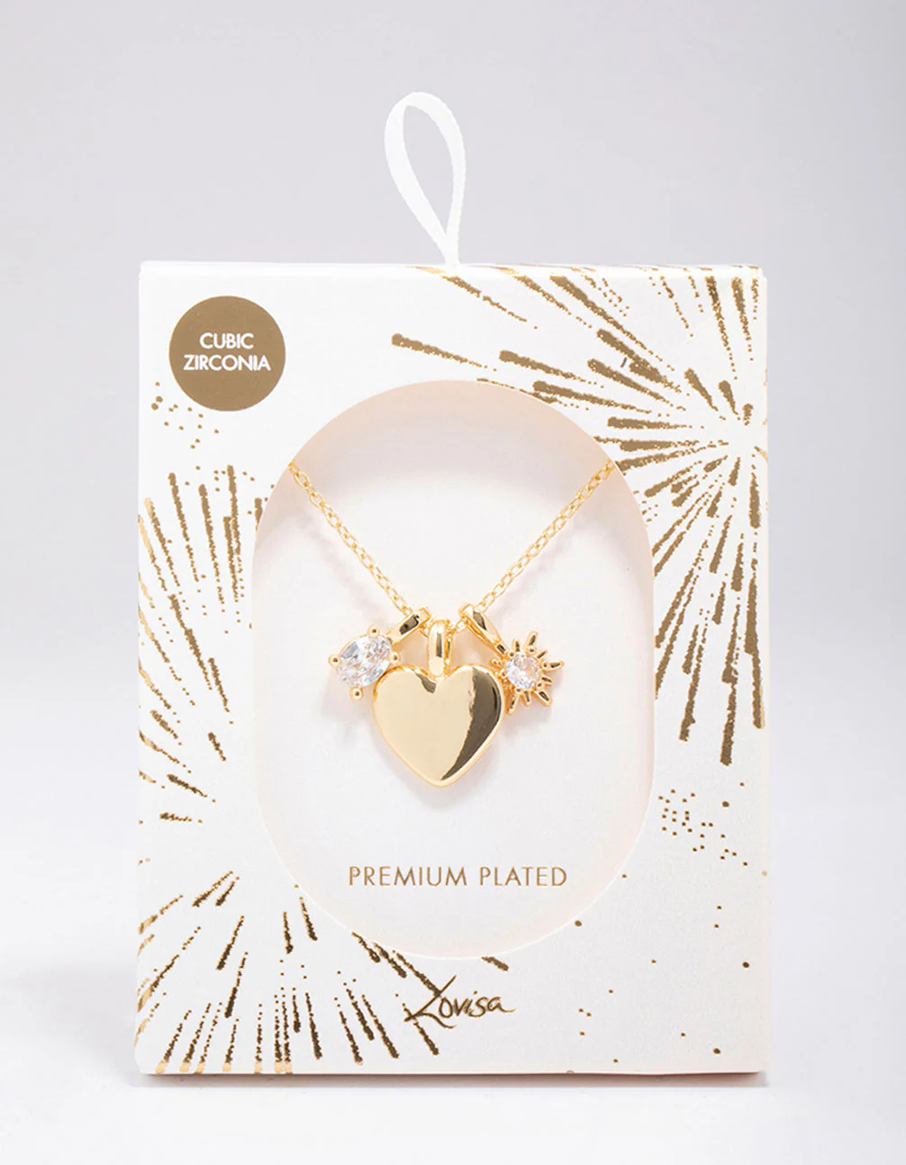 Gold Plated Heart Cubic Zirconia Pendant Necklace - Image 2