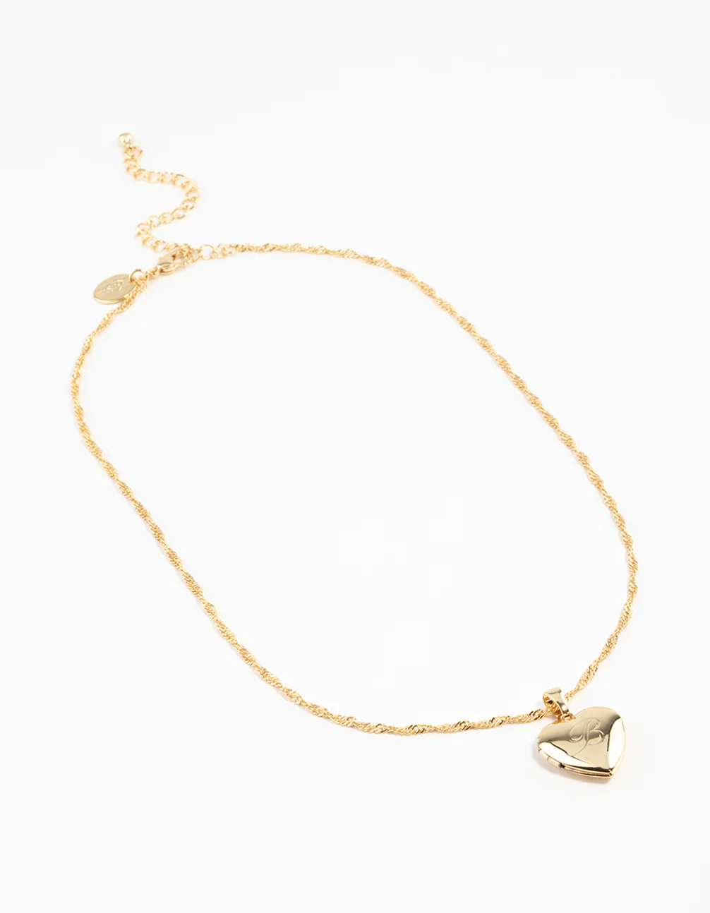 Gold Plated Heart Locket  Letter B Necklace - Image 2