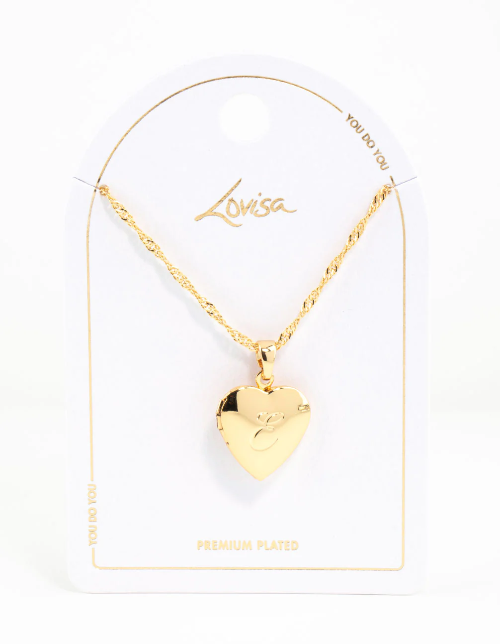 Gold Plated Heart Locket Letter  E Necklace - Image 3