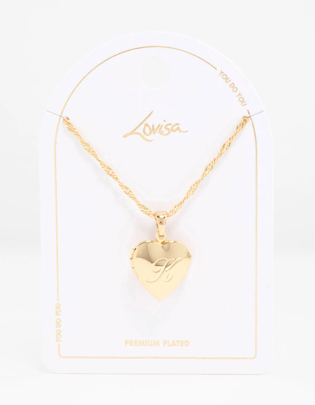 Gold Plated Heart Locket Letter K Necklace - Image 3