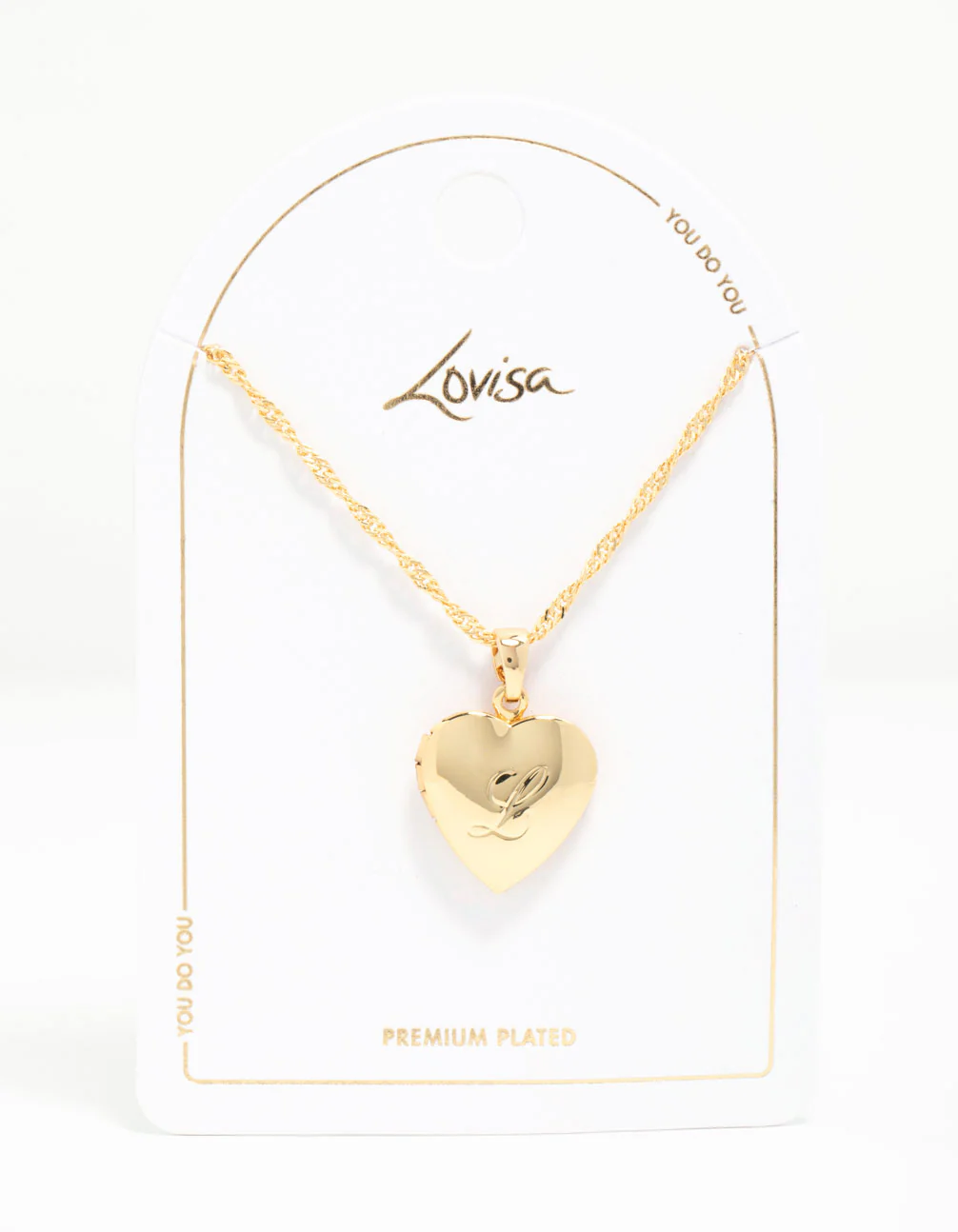 Gold Plated Heart Locket Letter L Necklace - Image 3