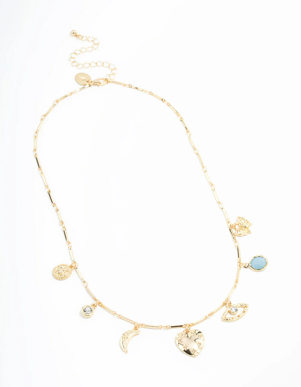 Gold Plated Heart & Moon Charm Necklace - Image 4