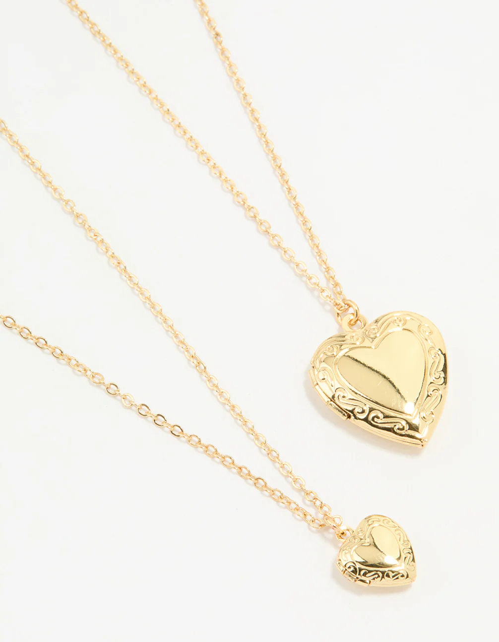 Gold Plated Heart Pendant Necklaces 2-Pack