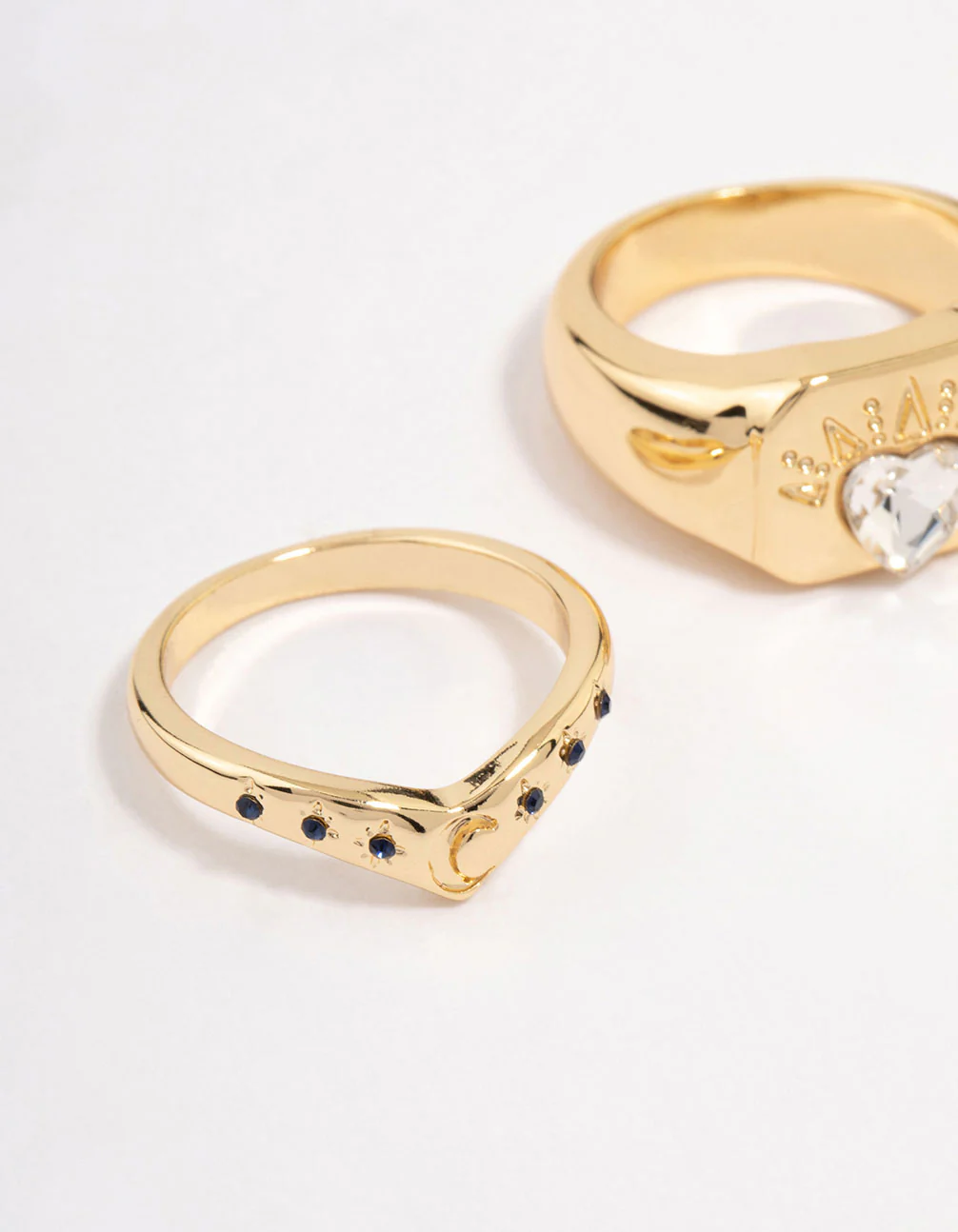 Gold Plated Heart Signet Stacking Ring - Image 2