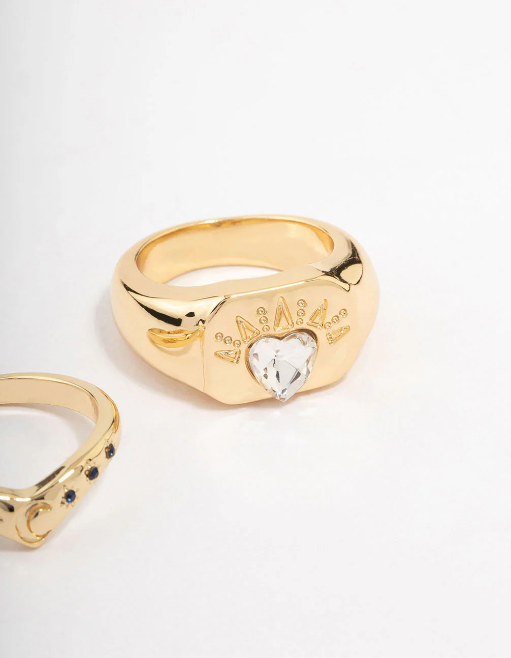Gold Plated Heart Signet Stacking Ring - Image 3