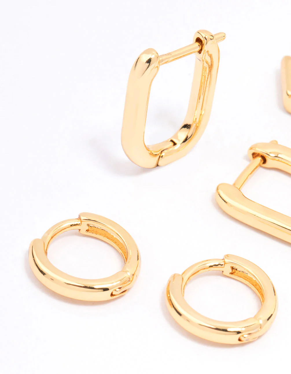 Gold Plated Hexagon Hoop Earring 3-Pack - Image 2