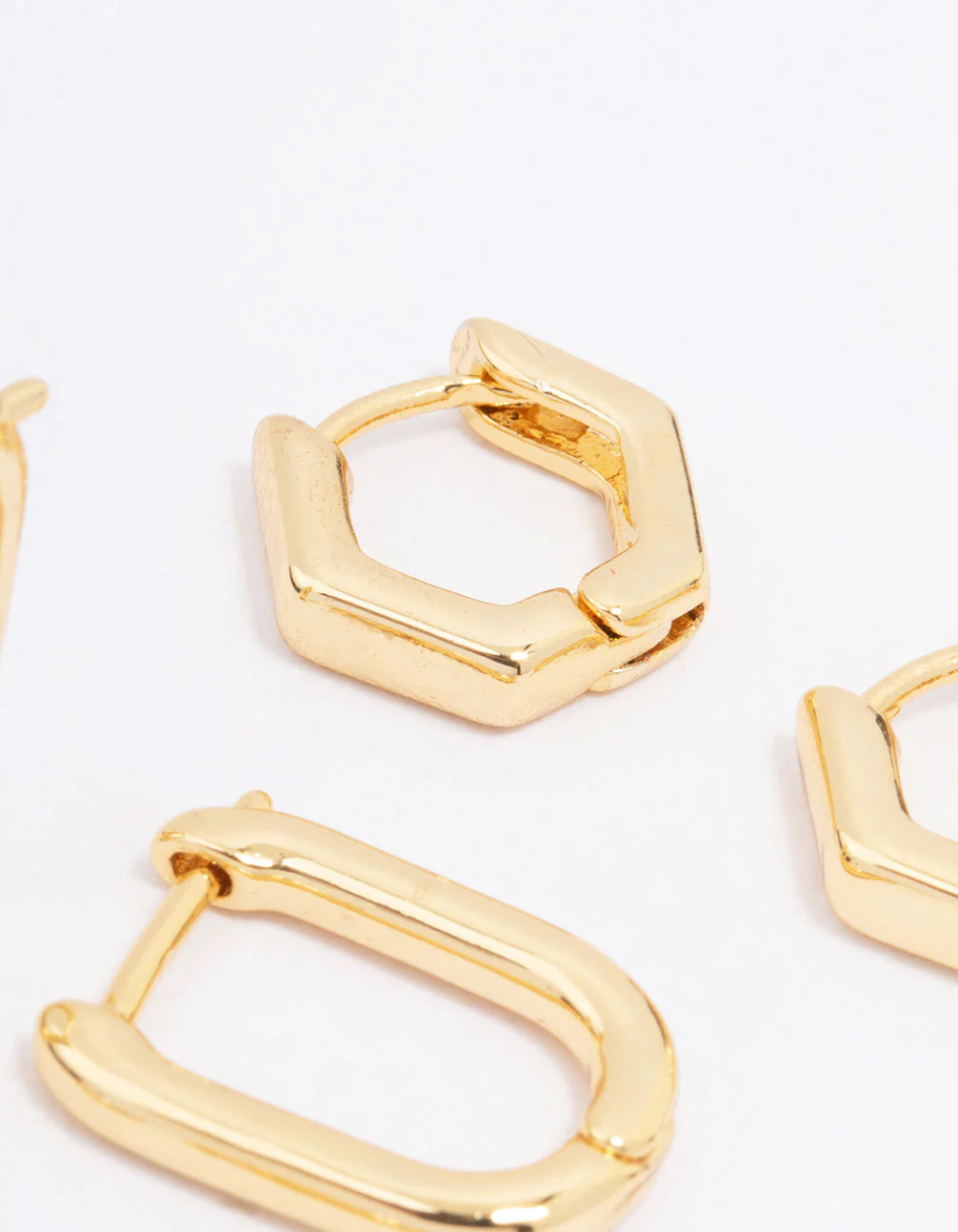 Gold Plated Hexagon Hoop Earring 3-Pack - Image 3