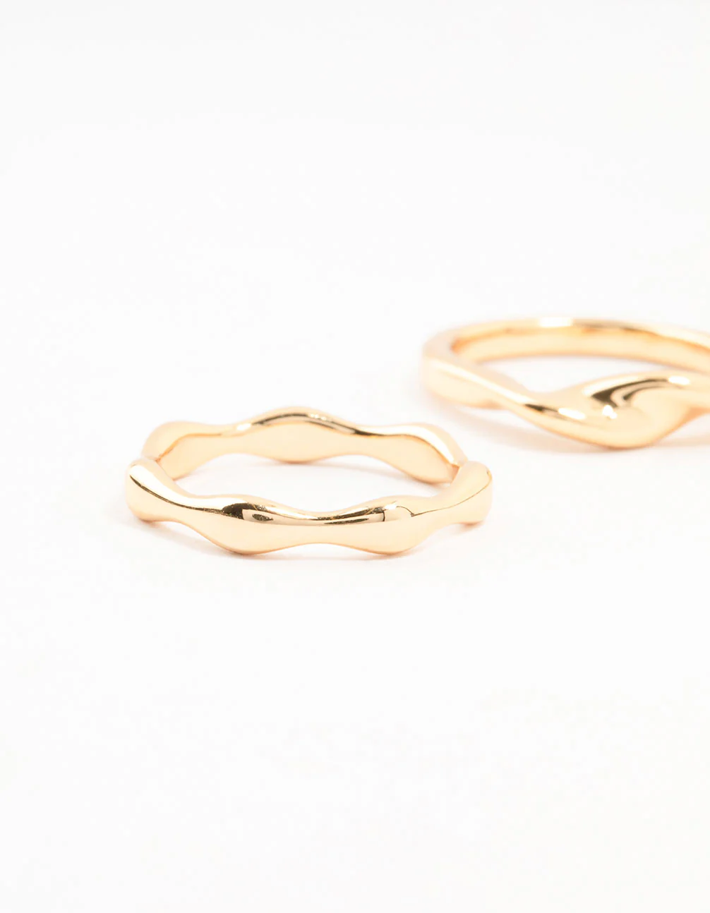 Gold  Plated Irregular Stacking Rings 3-Pack - Image 2