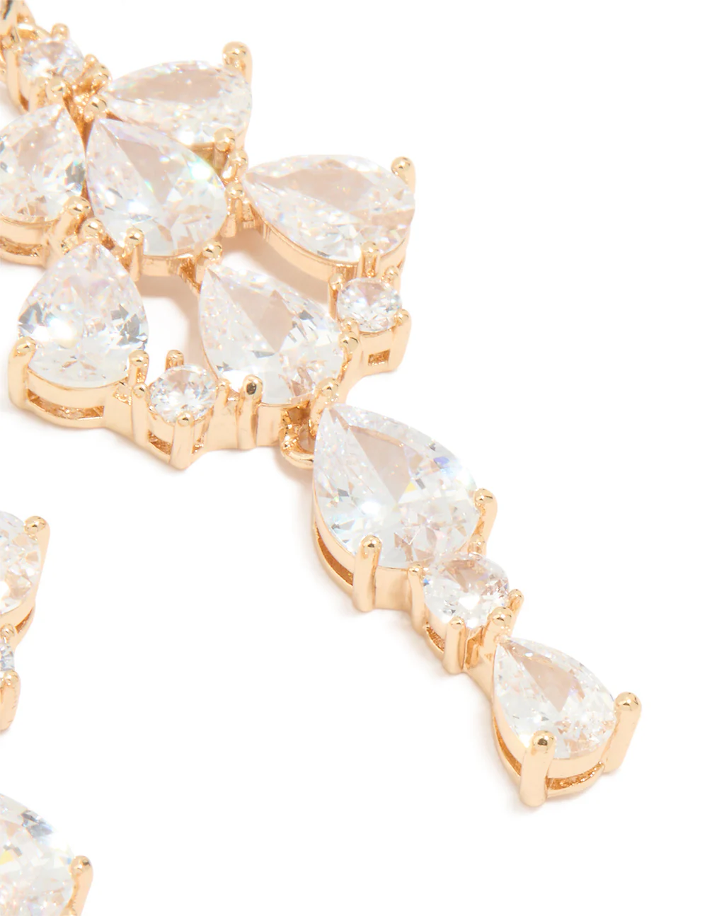 Gold Plated Large Multi Cubic Zirconia Pear Drop Earrings - Image 3