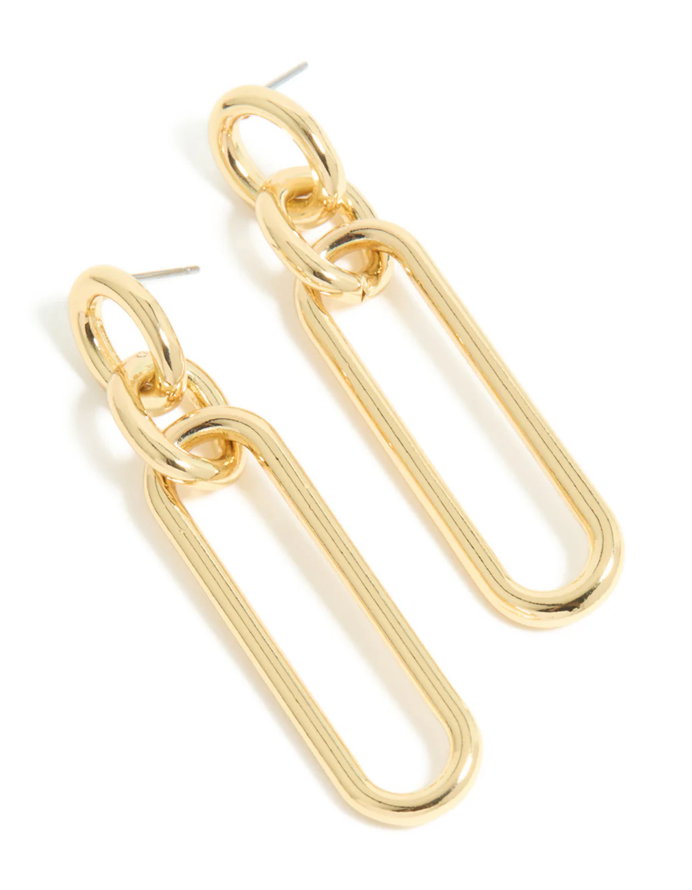 Gold Plated Large Oval Link Drop Earrings - Image 2