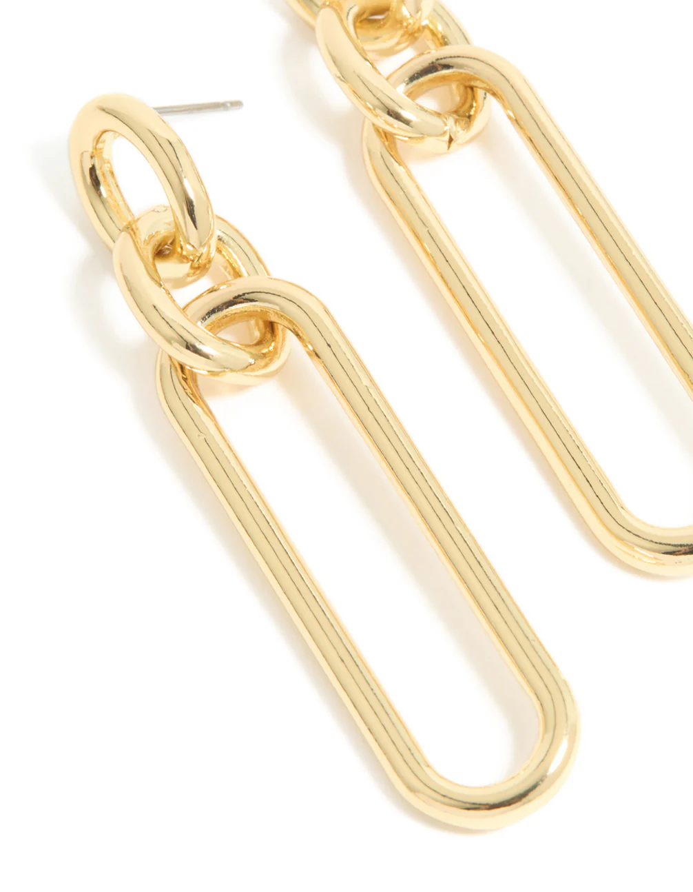 Gold Plated Large Oval Link Drop Earrings - Image 4