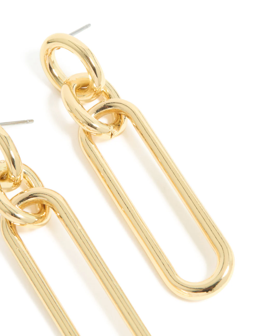 Gold Plated Large Oval Link Drop Earrings - Image 5