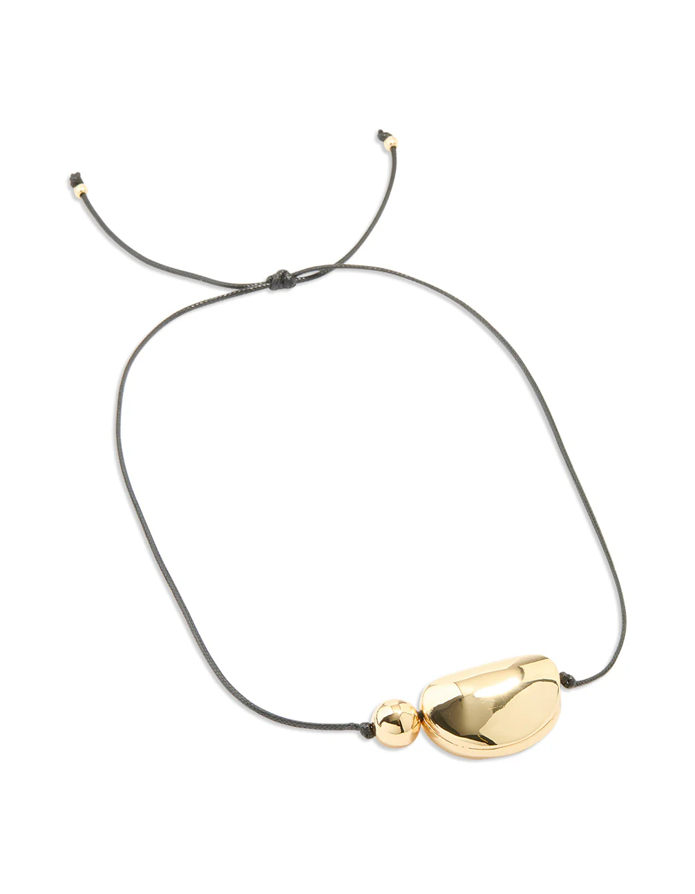 Gold Plated Large Pebble Cord Necklace - Image 4