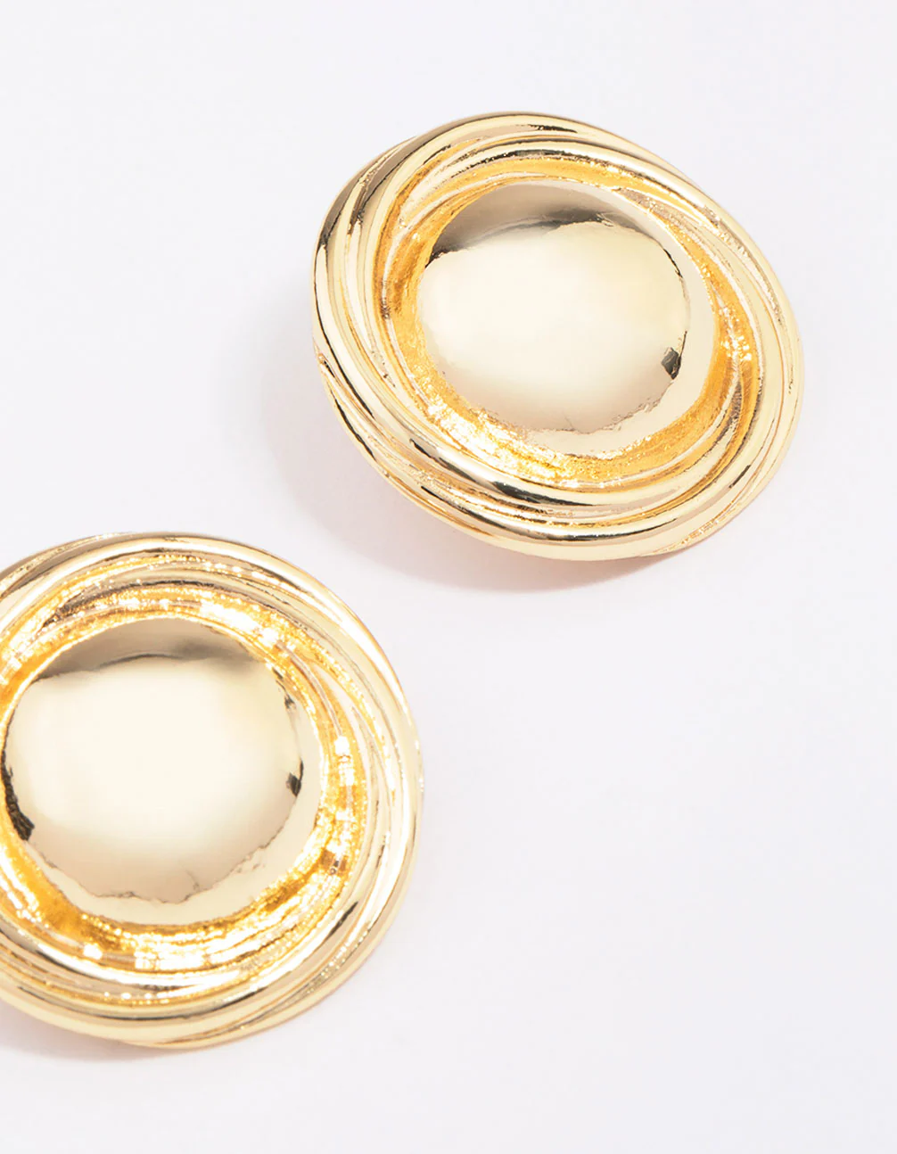 Gold Plated Large Round Twisted Stud Earrings - Image 3