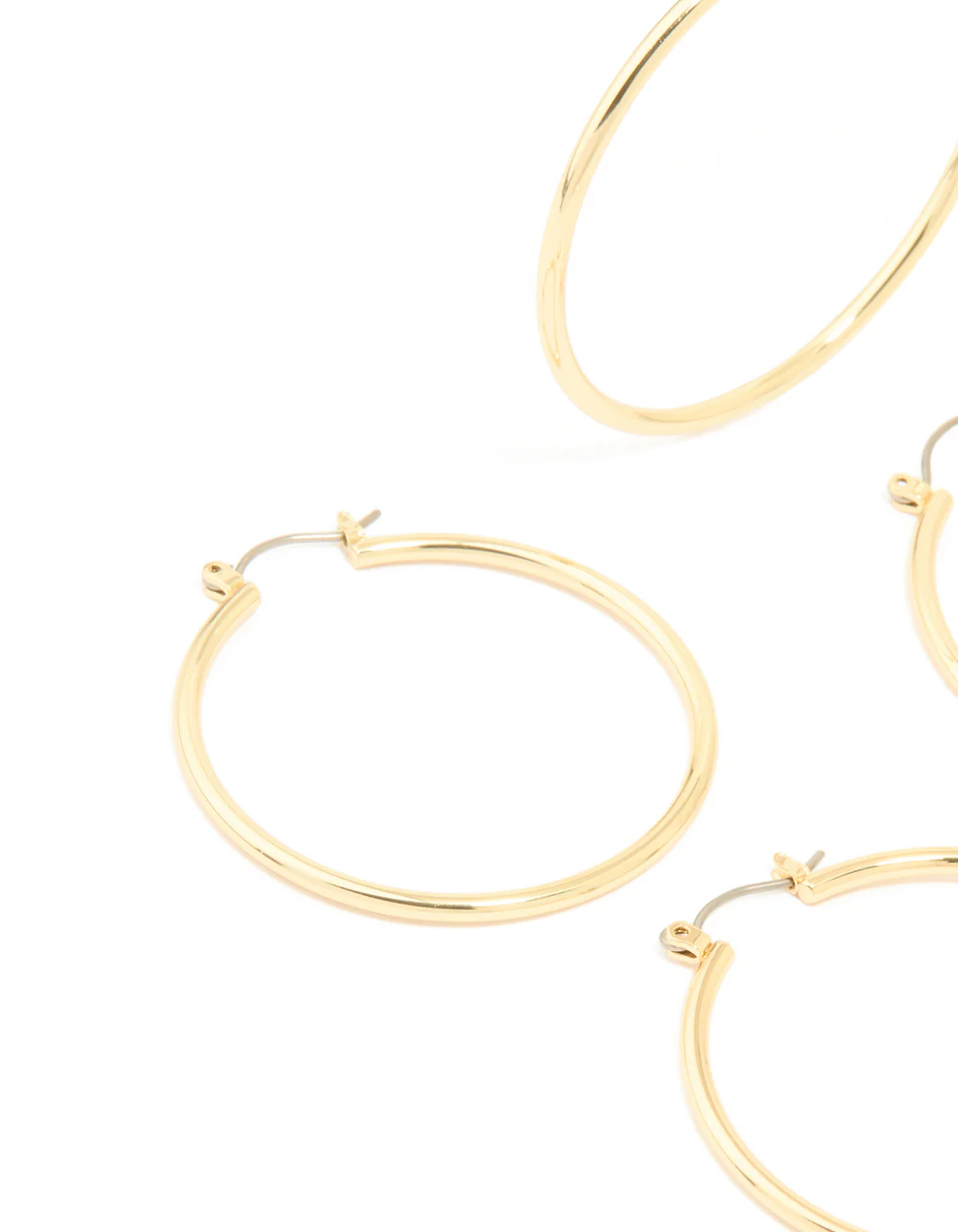 Gold Plated Large Thin Hoop Earrings 2-Pack - Image 2
