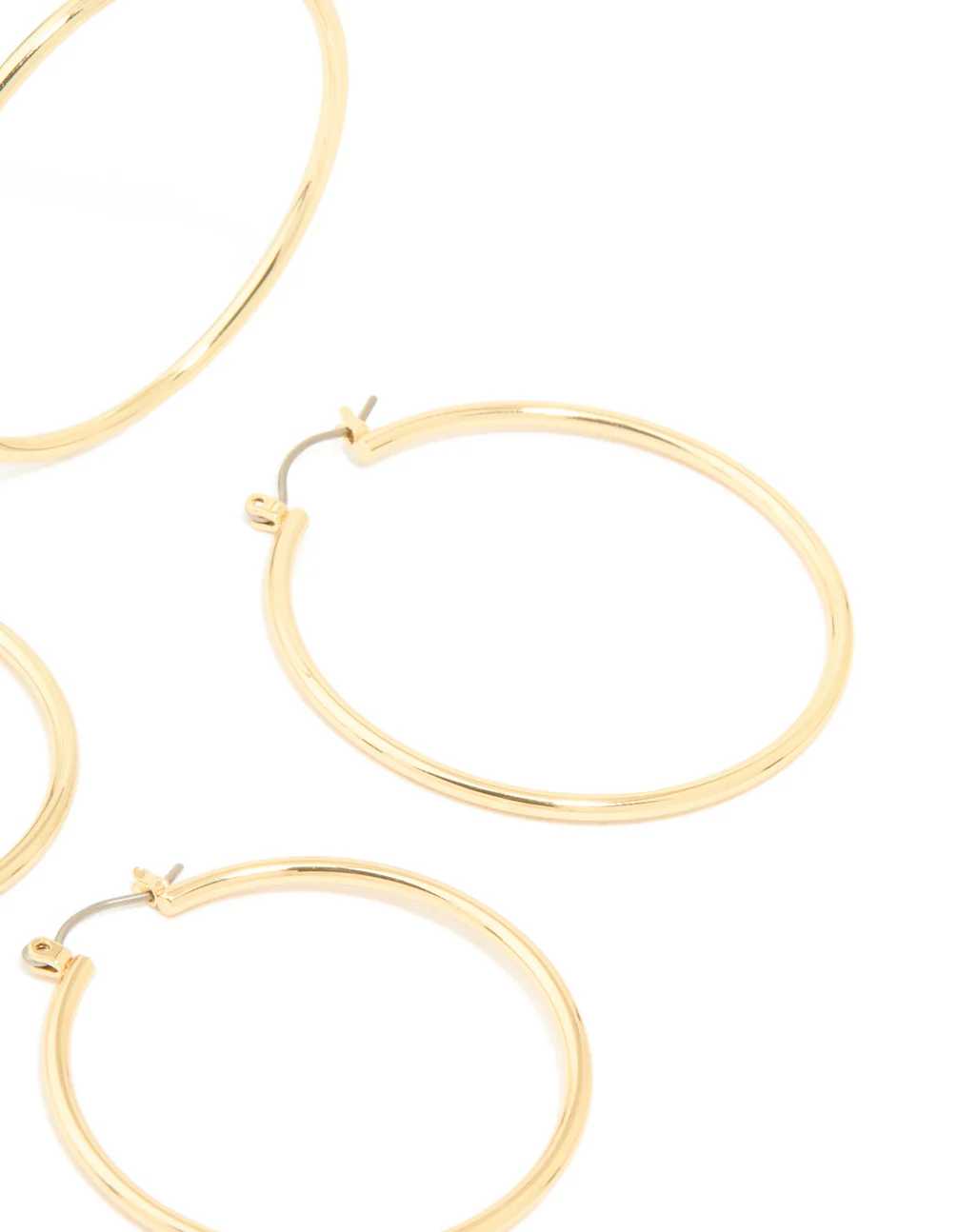 Gold Plated Large Thin Hoop Earrings 2-Pack - Image 3