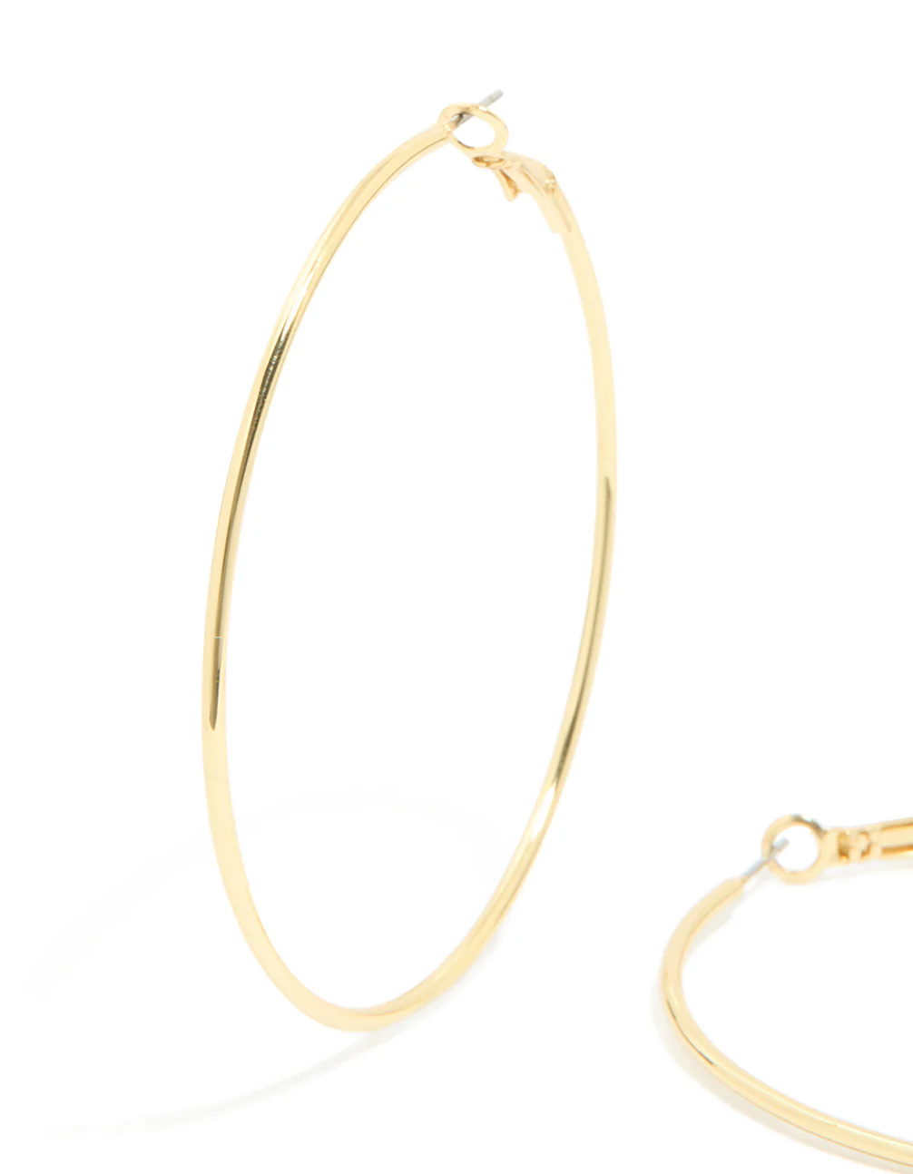 Gold Plated Large Thin Hoop Earrings - Image 4