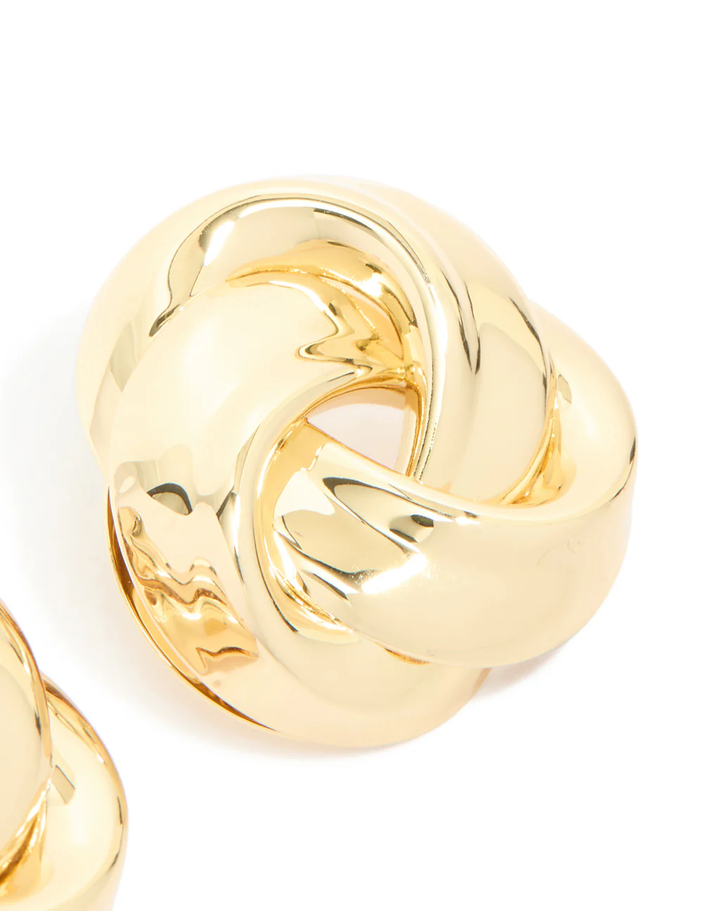 Gold Plated Large Woven Knot Stud Earrings - Image 4