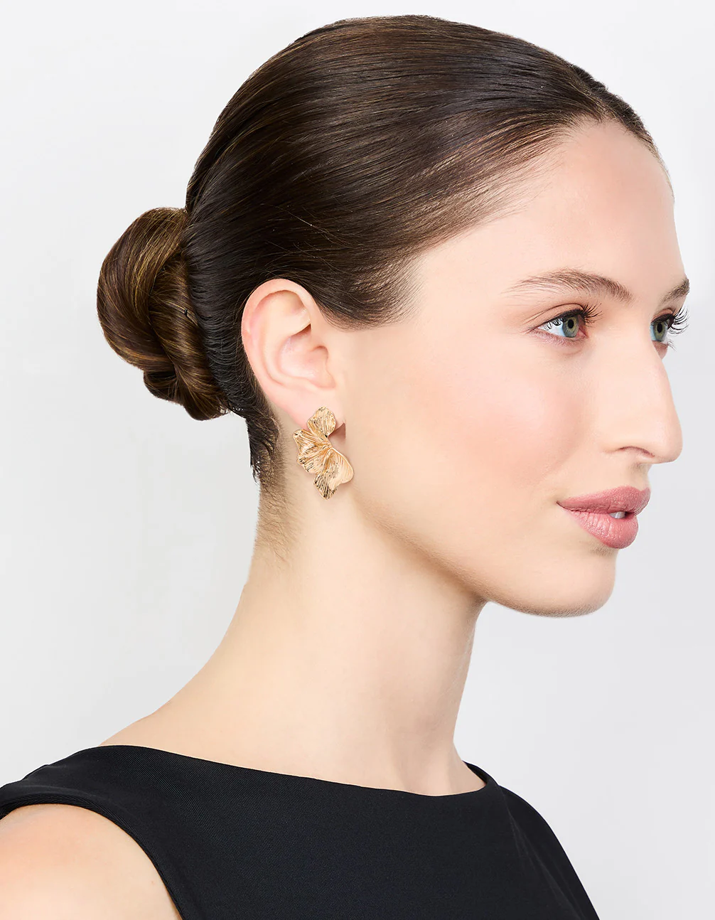 Gold Plated Leaf Stud Earrings - Image 3