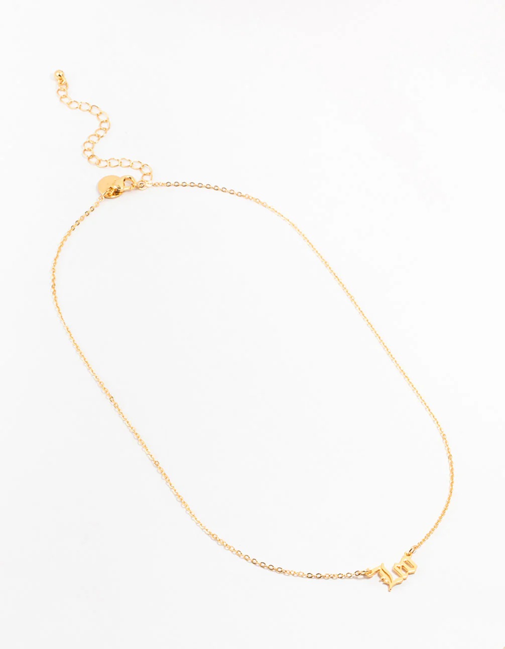 Gold Plated Leo Gothic Script Necklace - Image 2