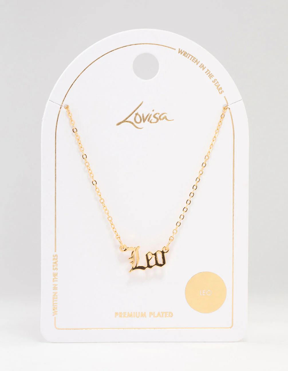 Gold Plated Leo Gothic Script Necklace - Image 3